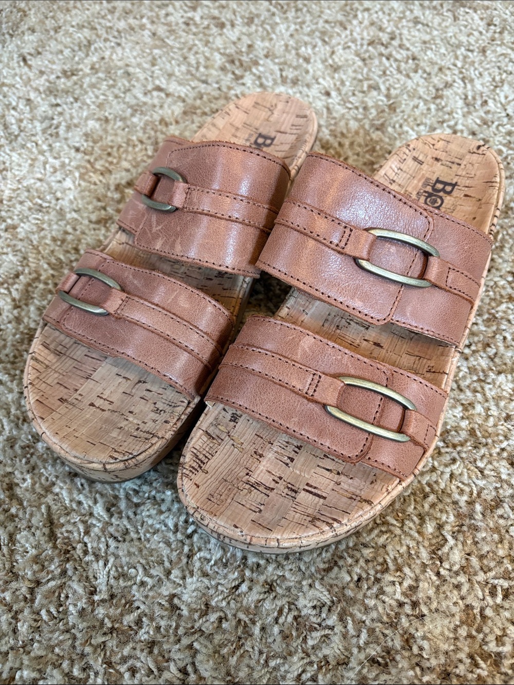EUC Born Brown Leather Women’s size 10 Double-Strap Slide Sandals